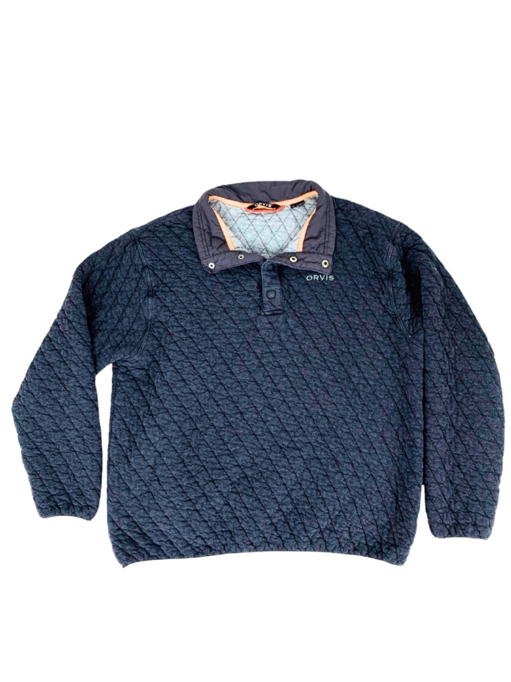 Orvis Navy Blue Quilted Snap Pullover Men's L Gorpcore Winter Workwear